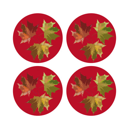 Autumn Leaves Red 16&quot; Round Pebble Placemats, Set of 4 - nicolettemayer.com

