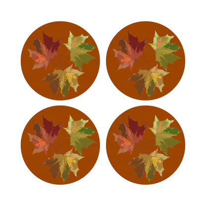 Autumn Leaves Rust 16&quot; Round Pebble Placemats, Set of 4 - nicolettemayer.com
