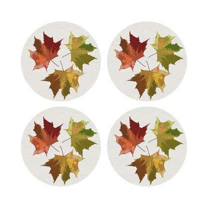 Autumn Leaves White 16&quot; Round Pebble Placemats, Set of 4 - nicolettemayer.com
