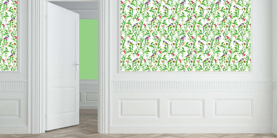 Aviary Original Grasscloth Printed Wallpaper