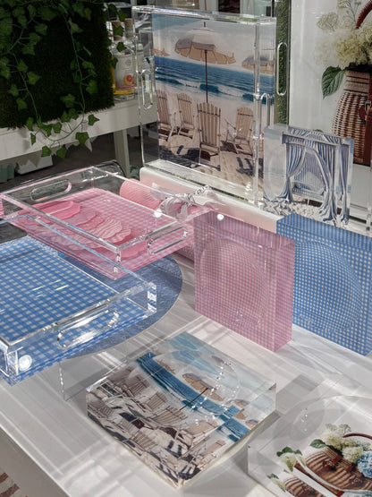 Gingham Blue Acrylic Candy Catchall Dish