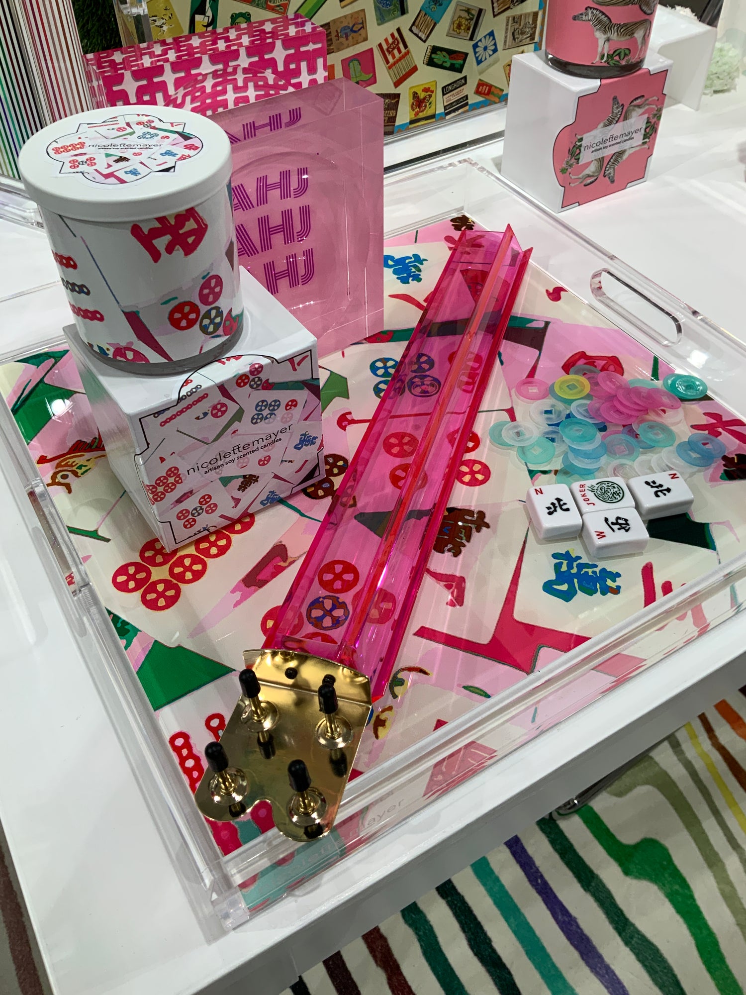 Mahjong Abstract Petal Acrylic Trays