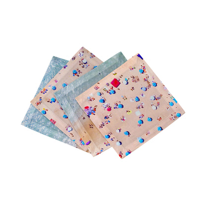 Cocktail en satin de coton 6 x 6, motif scène aérienne de plage, lot de 4