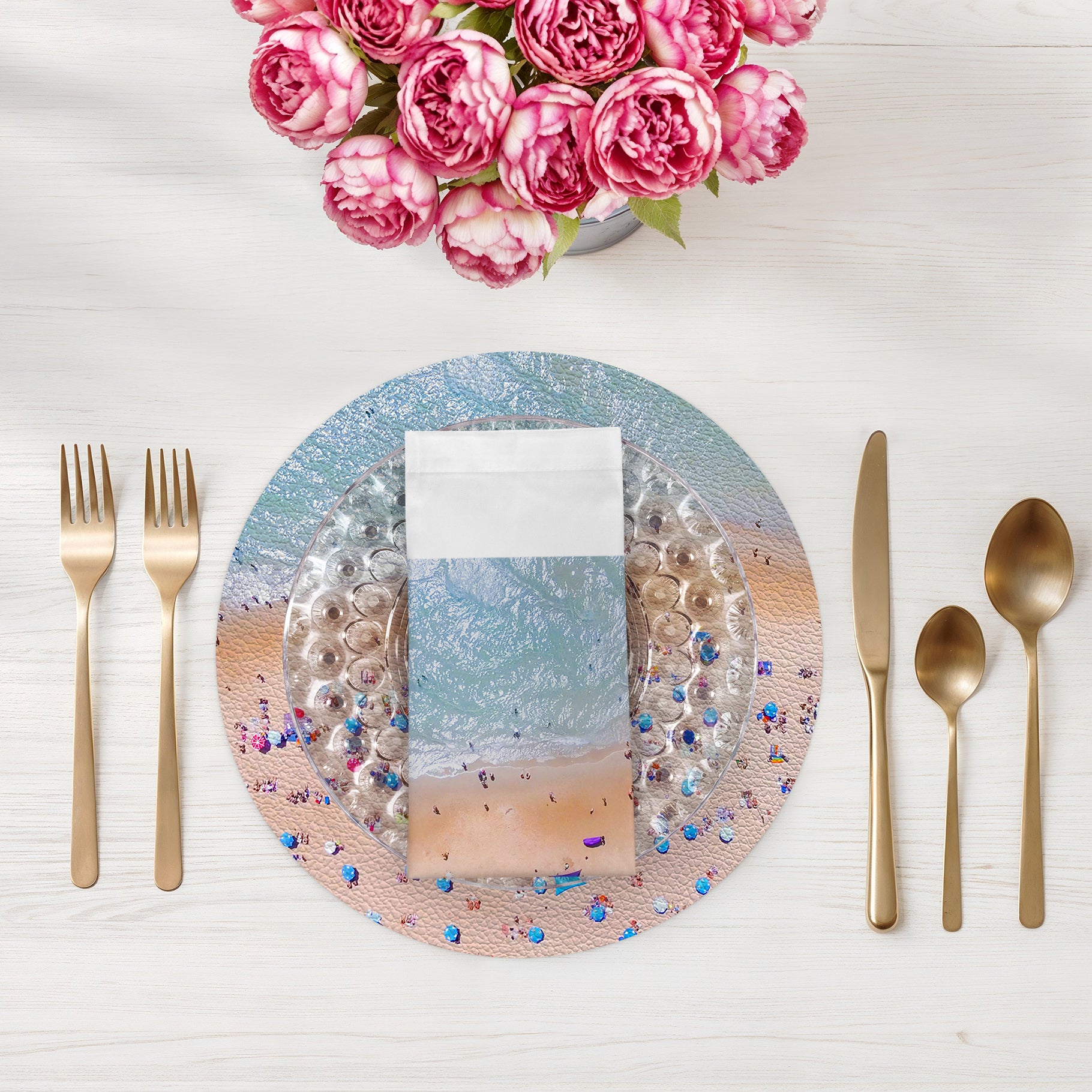 Beach Aerial Scene 22" Cotton Sateen Dinner Napkins- nicolettemayer.com
