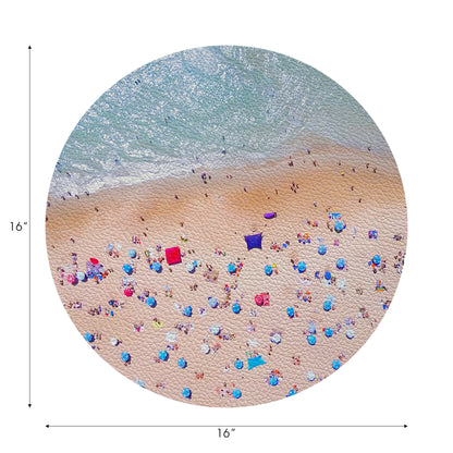 Beach Aerial Scene 16" Round Pebble Placemats - nicolettemayer.com
