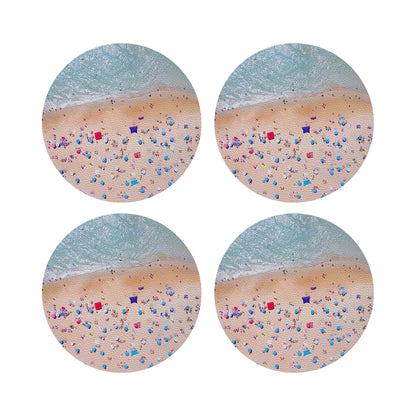 Beach Aerial Scene 16" Round Pebble Placemats - nicolettemayer.com