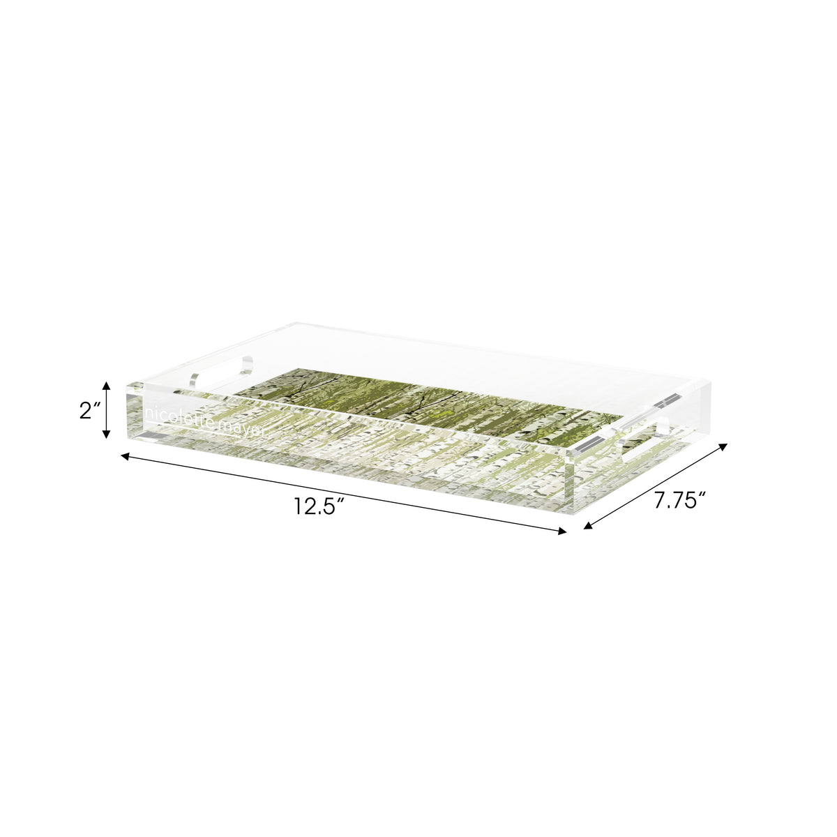 Birch Forest Green Acrylic Decorative Tray, 12.5 x 7.75 in. by Nicolette Mayer 