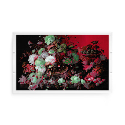 Bird Nest Floral Red Green Acrylic Decorative Tray, 17 x 10.5 in. by Nicolette Mayer 