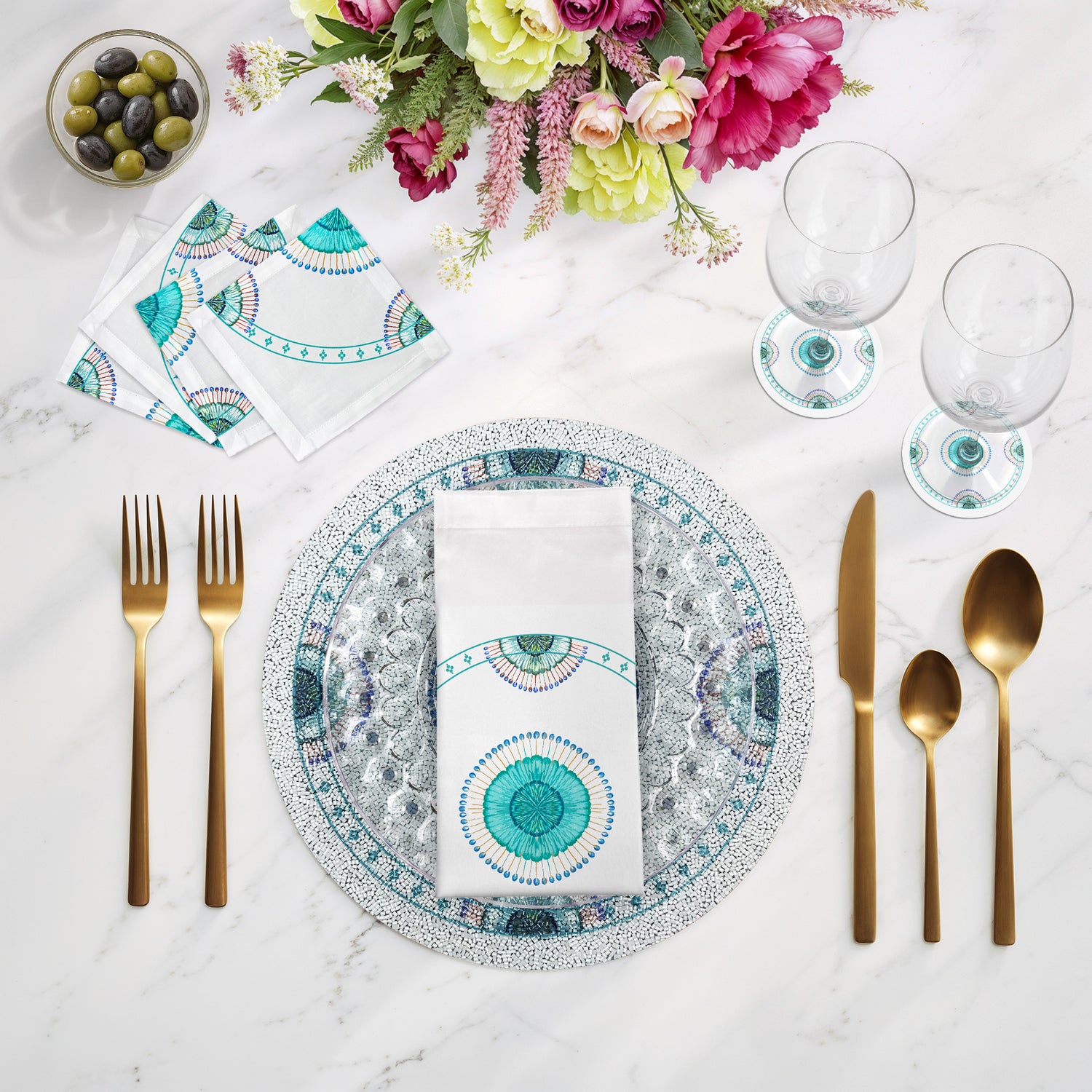 Birds Of A Feather Round Beaded Placemat Rough Cut