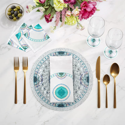 Birds Of A Feather Round Beaded Placemat Rough Cut