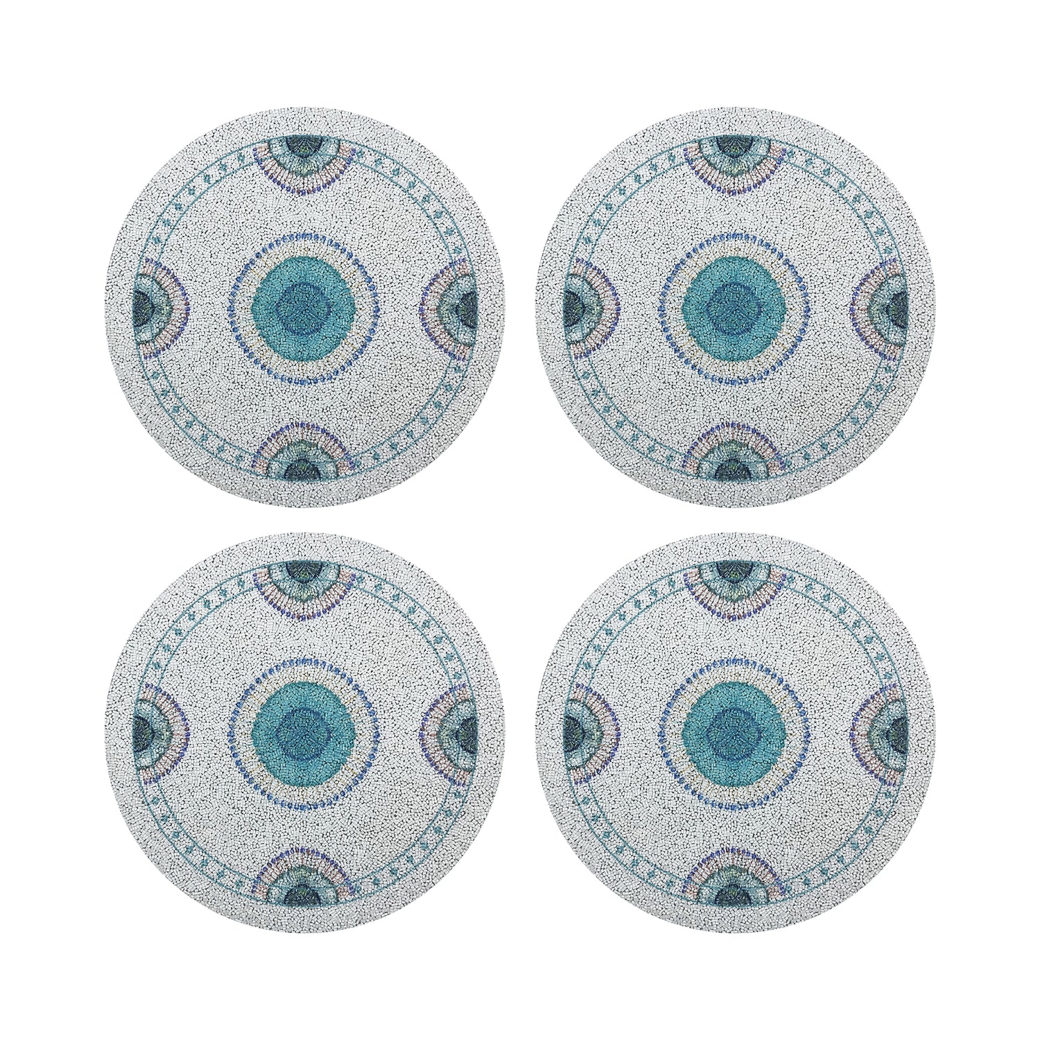 Birds Of A Feather Round Beaded Placemat Rough Cut