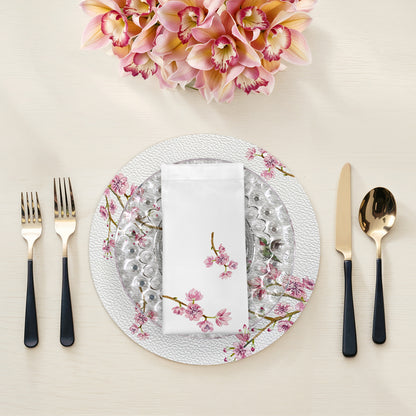 Blossom Fantasia White Cotton Sateen Dinner Napkins