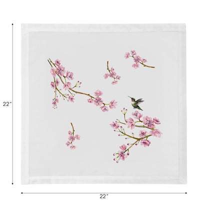 Blossom Fantasia White Cotton Sateen Dinner Napkins
