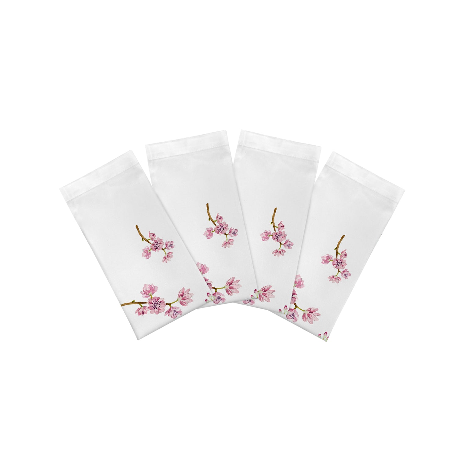 Blossom Fantasia White Cotton Sateen Dinner Napkins