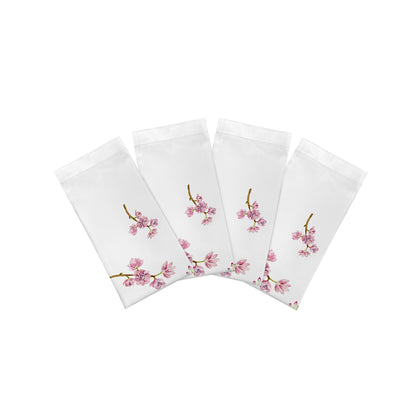 Blossom Fantasia White Cotton Sateen Dinner Napkins
