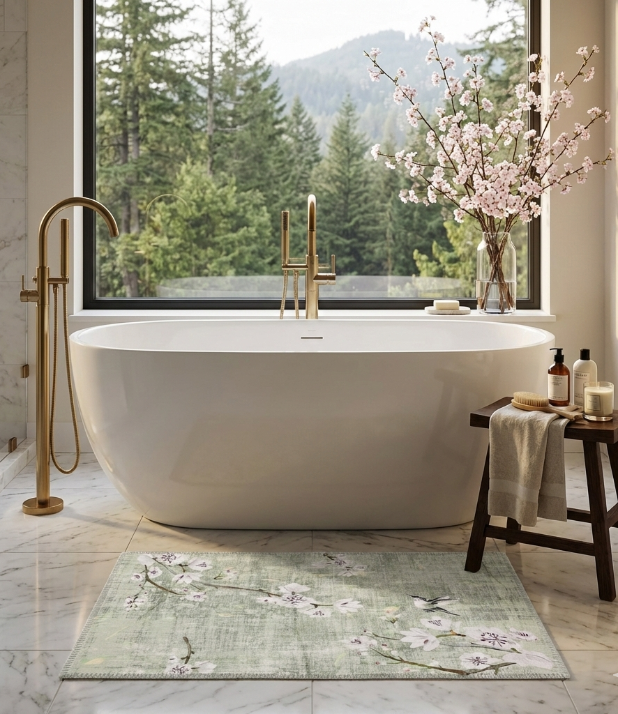 Blossom Fantasia Sky Cloud Rectangle Washable Rug - nicolettemayer.com