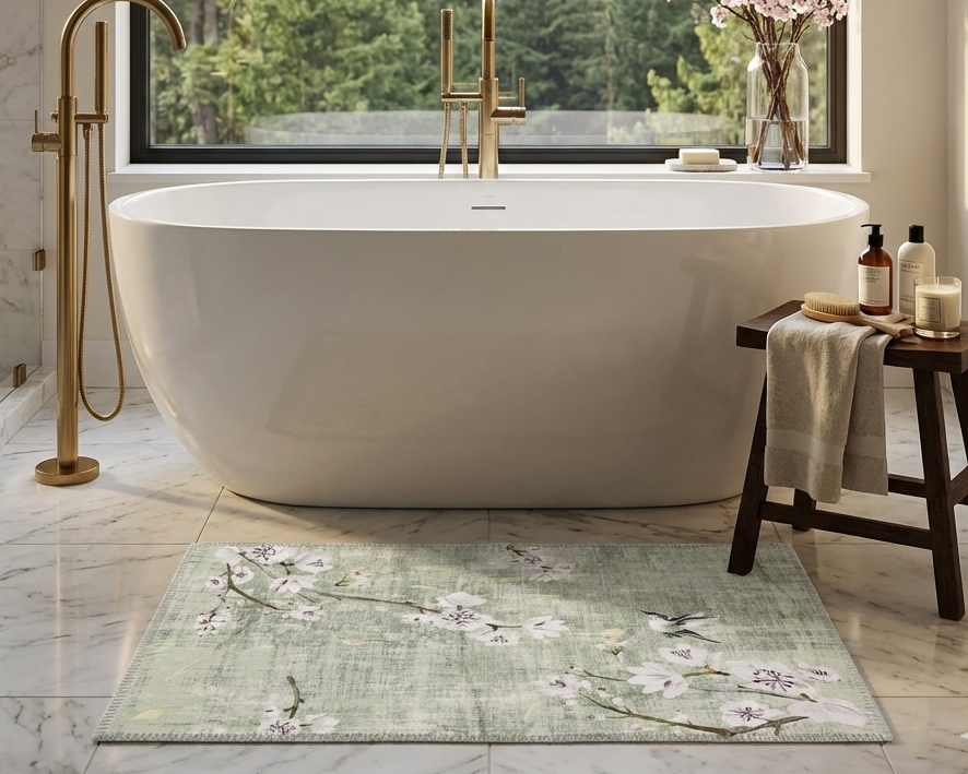 Blossom Fantasia Sky Cloud Rectangle Washable Rug - nicolettemayer.com
