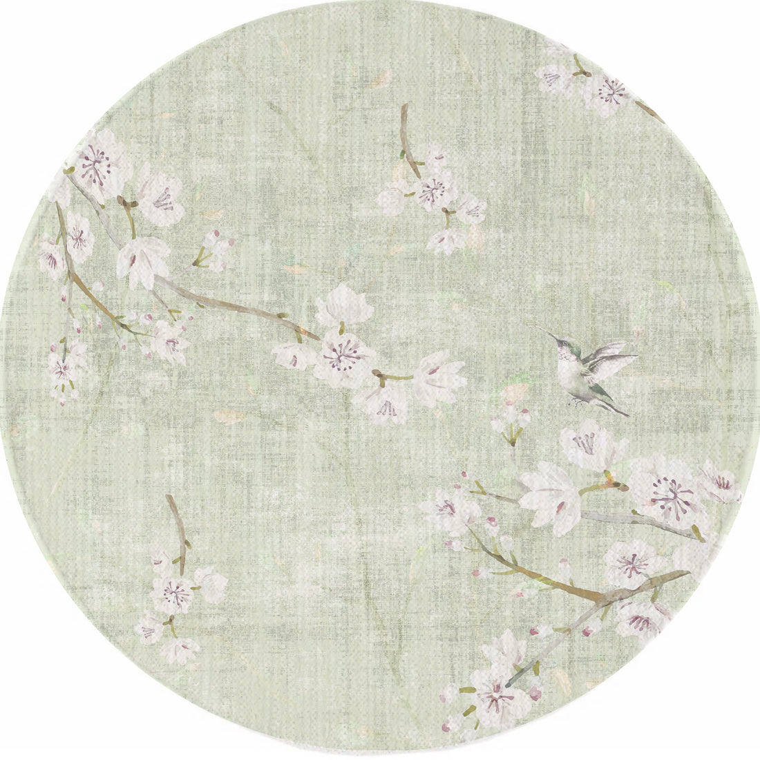 Blossom Fantasia Celadon Round Chenille Washable Rug