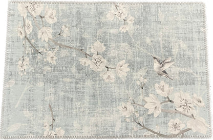 Blossom Fantasia Sky Microfiber Rectangle Washable Rug