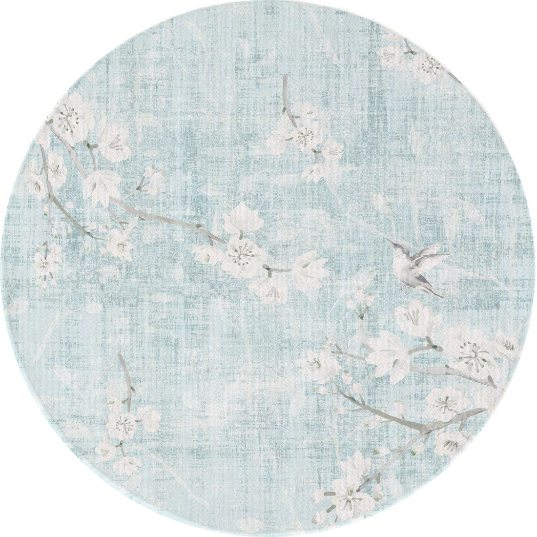 Blossom Fantasia Sky Round Chenille Washable Rug