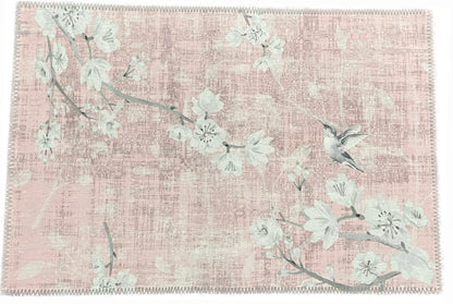 Tapis lavable en chenille rose tendre Blossom Fantasia