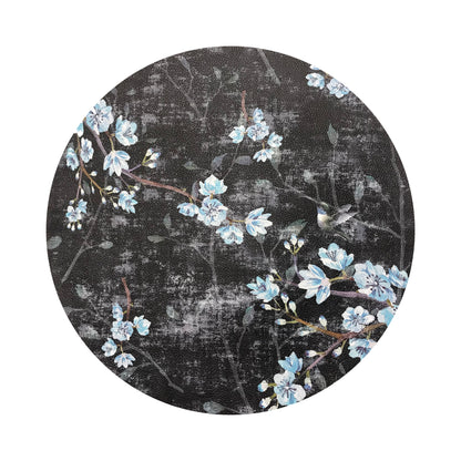 Blossom Fantasia Black Blue 16&quot; Round Pebble Placemats, Set of 4 - nicolettemayer.com
