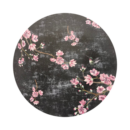 Blossom Fantasia Black Pink 16&quot; Round Pebble Placemats, Set of 4 - nicolettemayer.com
