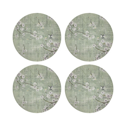 Blossom Fantasia Celadon 16&quot; Round Pebble Placemats, Set of 4 - nicolettemayer.com
