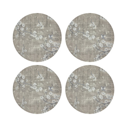Blossom Fantasia French Gray 16&quot; Round Pebble Placemats, Set of 4 - nicolettemayer.com
