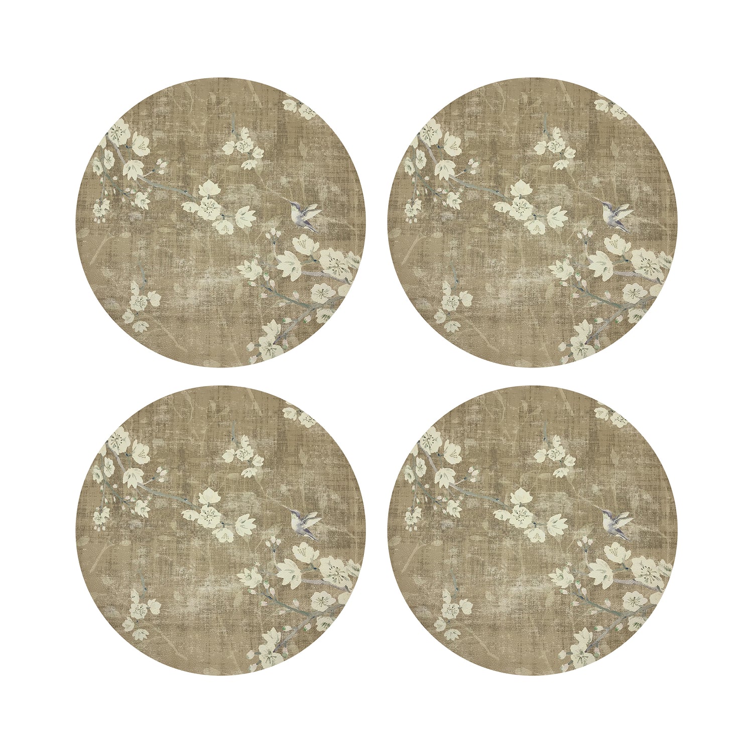 Blossom Fantasia Gold 16&quot; Round Pebble Placemats, Set of 4 - nicolettemayer.com
