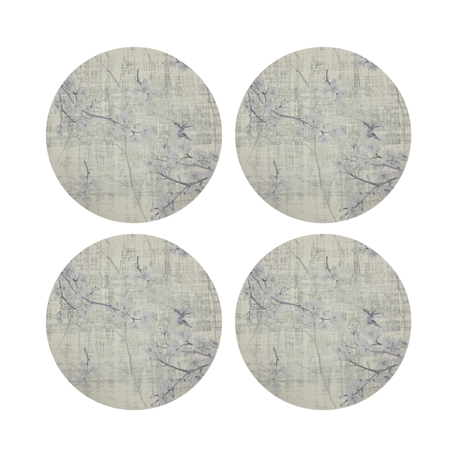 Blossom Fantasia Ivory 16&quot; Round Pebble Placemats, Set of 4 - nicolettemayer.com
