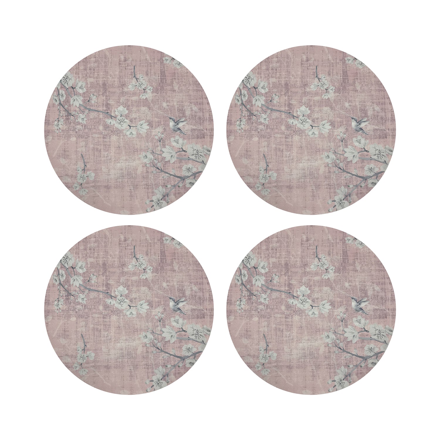 Blossom Fantasia Soft Pink 16&quot; Round Pebble Placemats, Set of 4 - nicolettemayer.com
