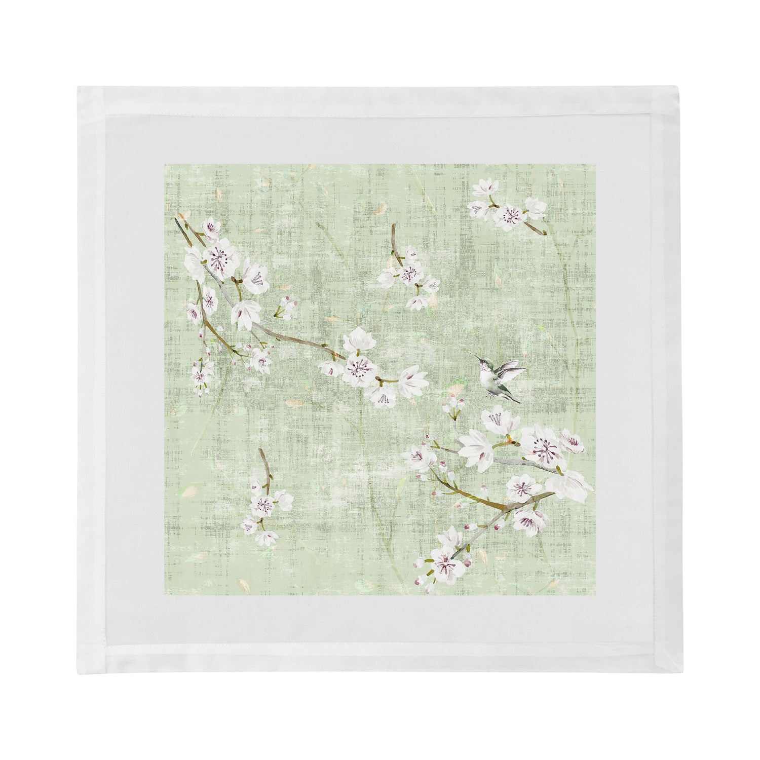 Serviettes de table à ourlet fleuri fantaisie céladon 55,9 x 55,9 cm, lot de 4