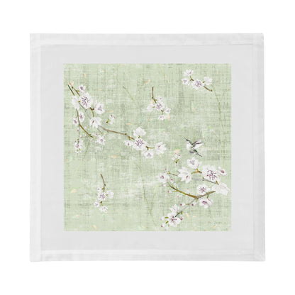 Serviettes de table à ourlet fleuri fantaisie céladon 55,9 x 55,9 cm, lot de 4