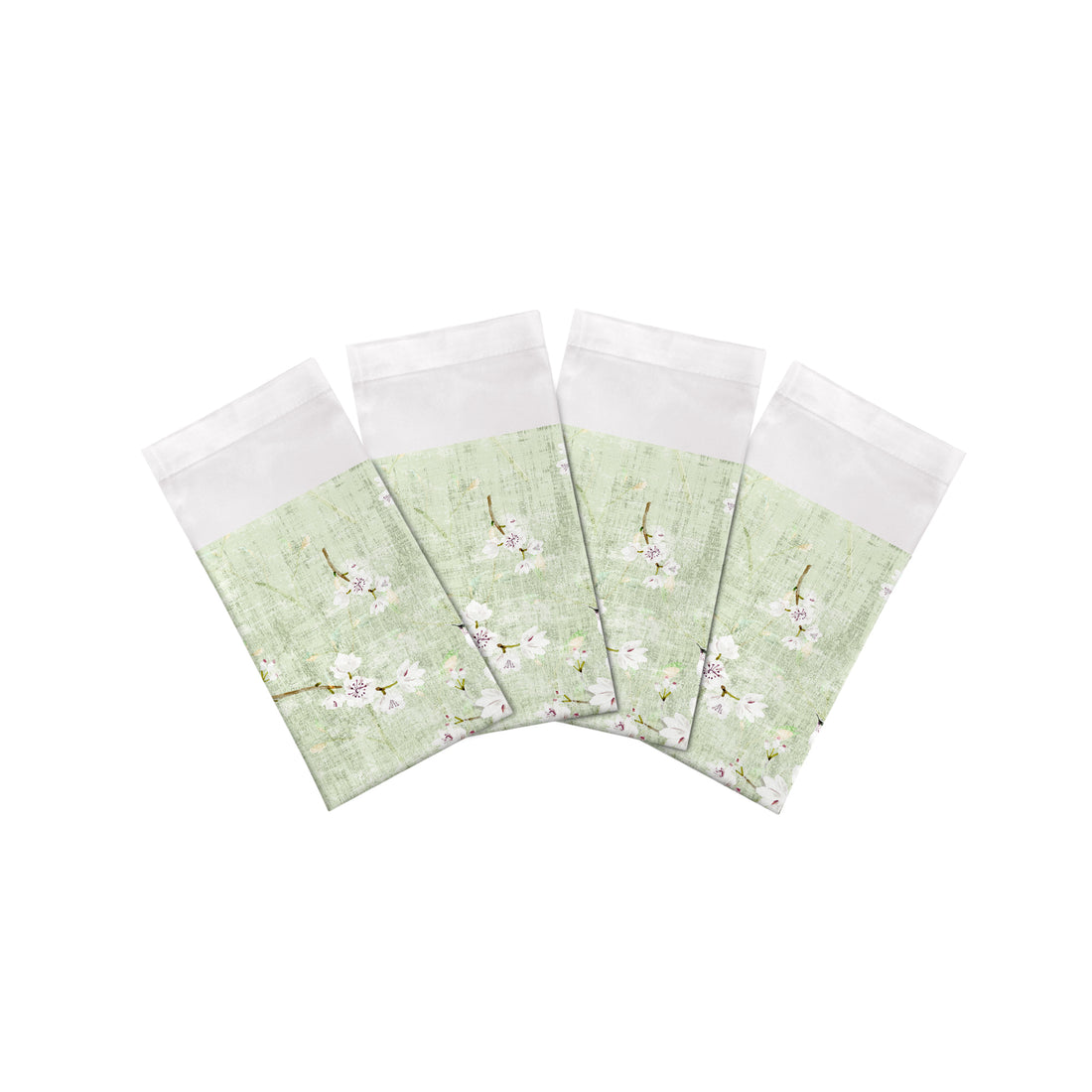 Serviettes de table à ourlet fleuri fantaisie céladon 55,9 x 55,9 cm, lot de 4