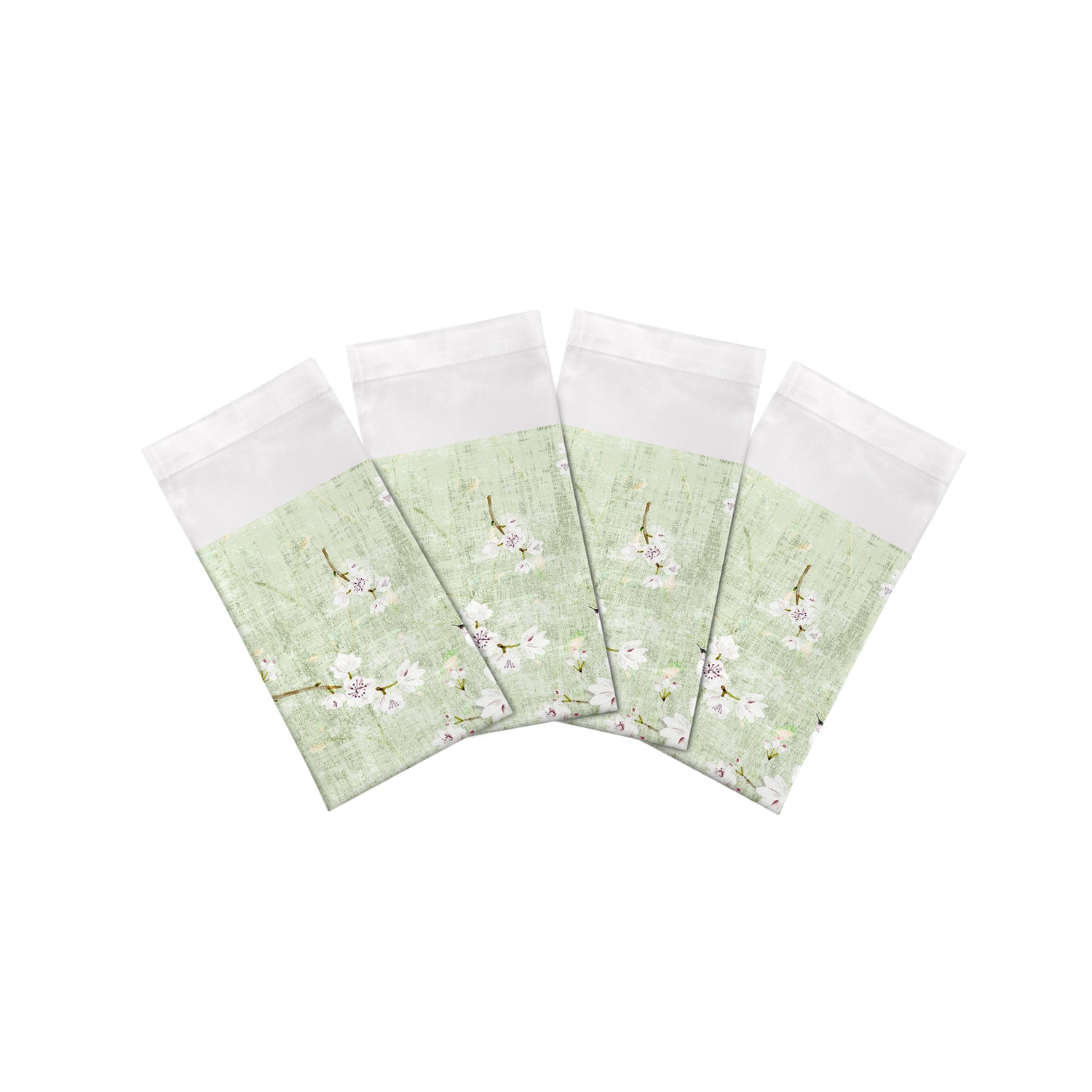 Serviettes de table à ourlet fleuri fantaisie céladon 55,9 x 55,9 cm, lot de 4