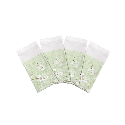 Serviettes de table à ourlet fleuri fantaisie céladon 55,9 x 55,9 cm, lot de 4