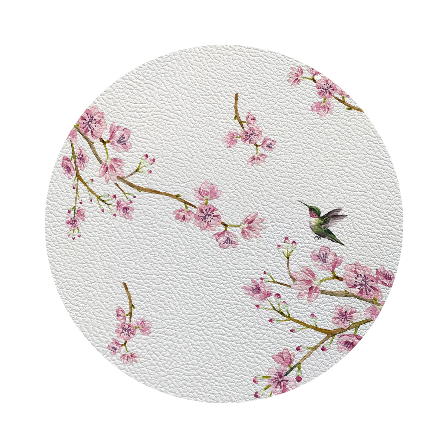 Blossom Fantasia White Vegan Leather Coasters - nicolettemayer.com