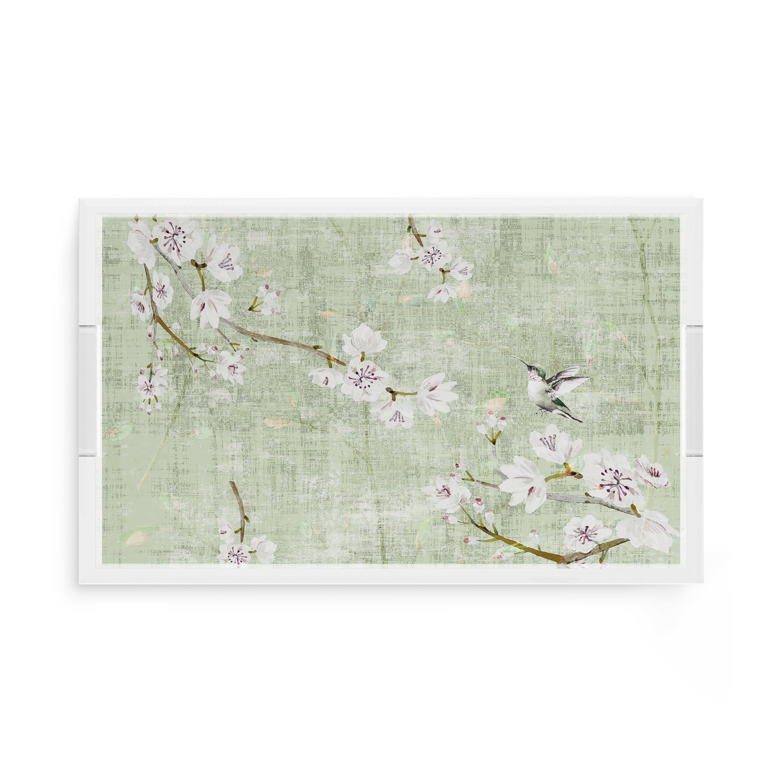 Blossom Fantasia Celadon 17X10.5 Acrylic Tray - nicolettemayer.com
