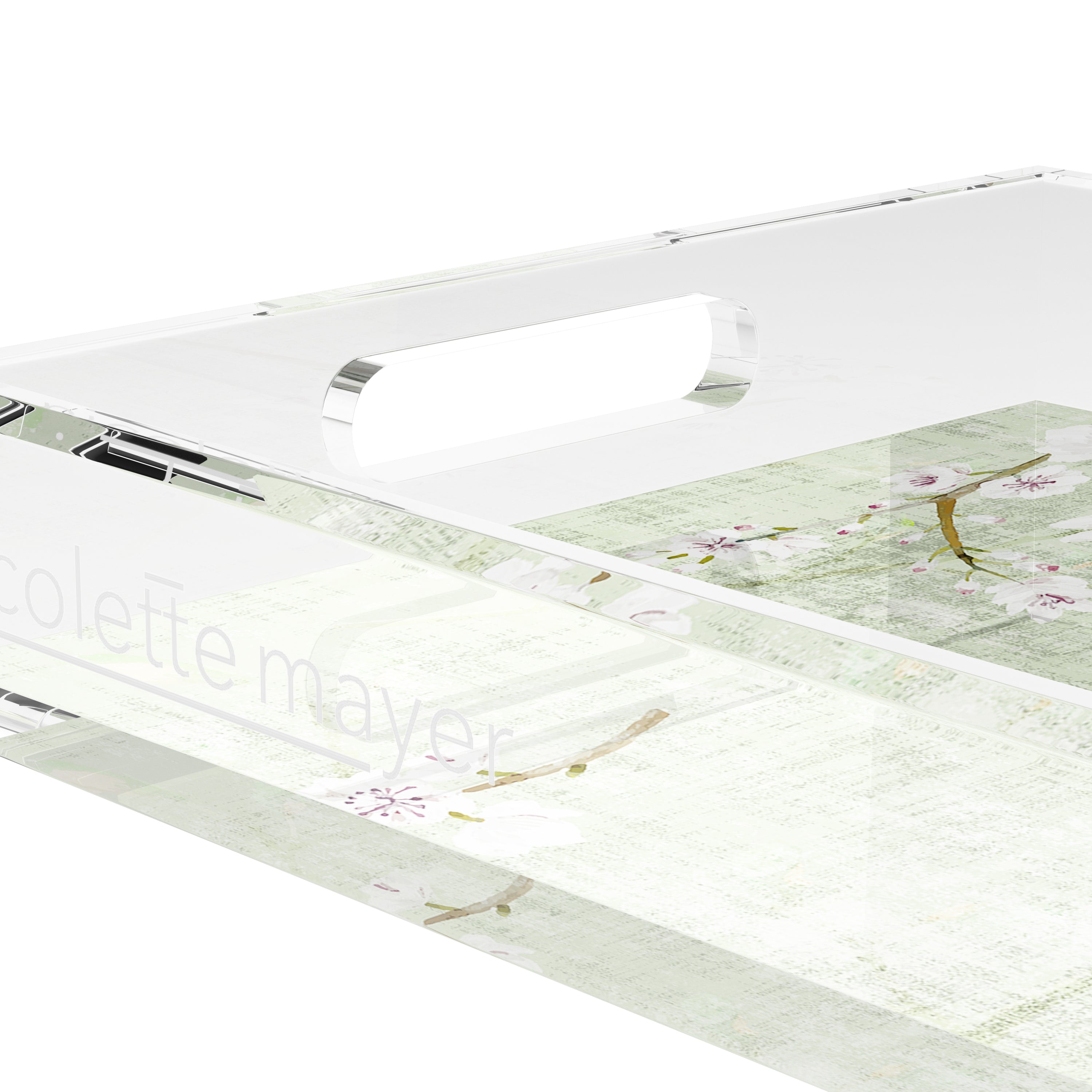 Blossom Fantasia Celadon 17X10.5 Acrylic Tray - nicolettemayer.com
