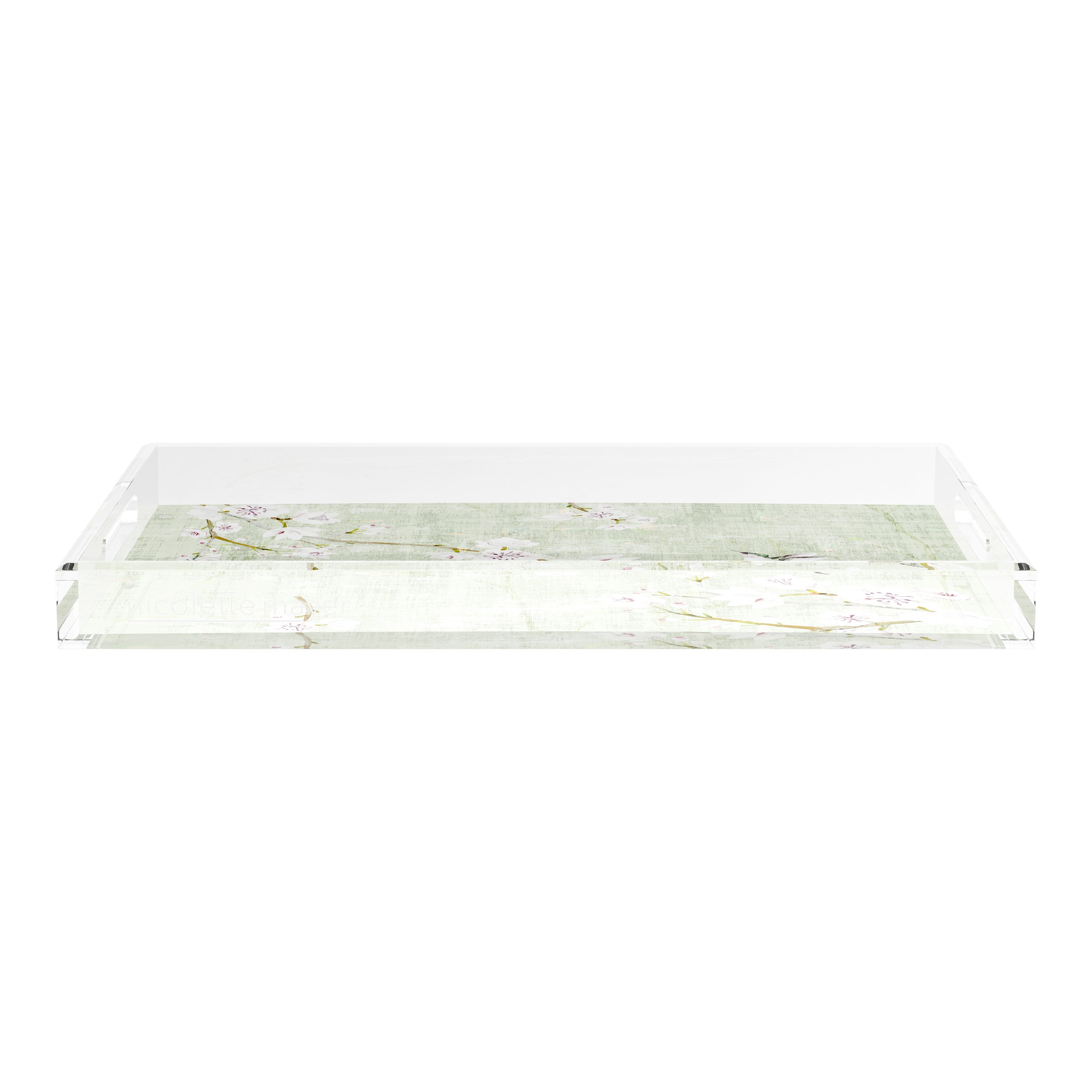 Blossom Fantasia Celadon 22.5X14.5 Acrylic Tray - nicolettemayer.com
