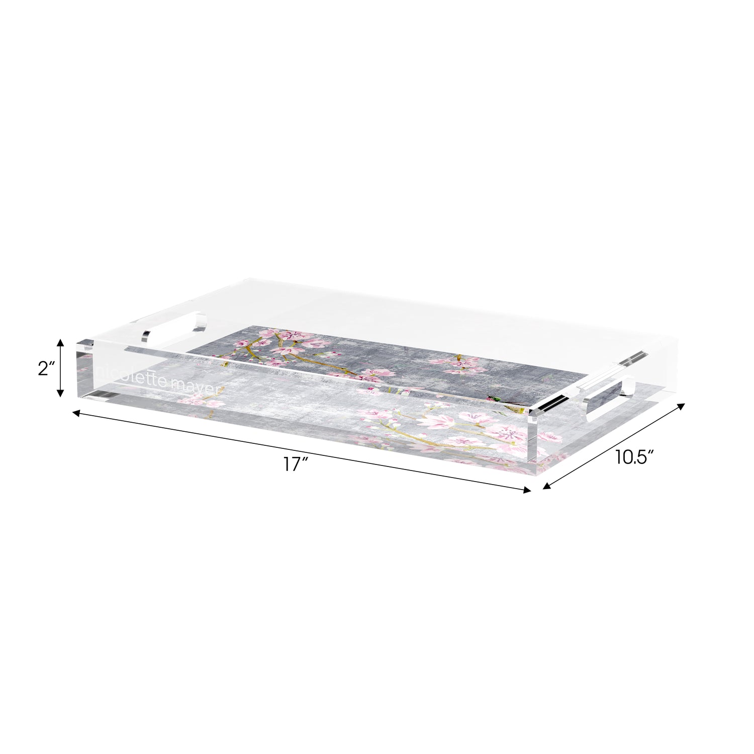 Blossom Fantasia Charcoal 17X10.5 Acrylic Tray - nicolettemayer.com
