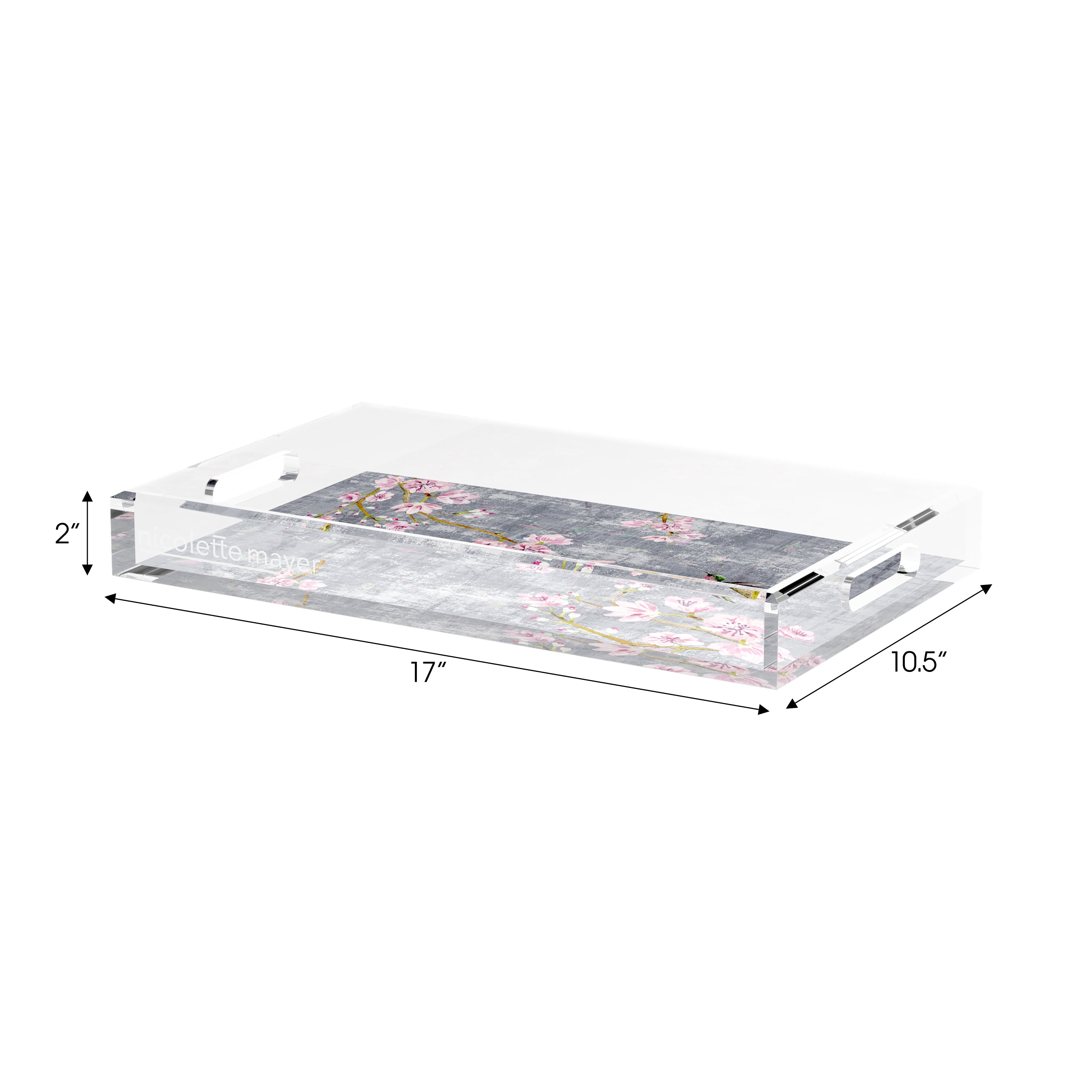 Blossom Fantasia Charcoal 17X10.5 Acrylic Tray - nicolettemayer.com
