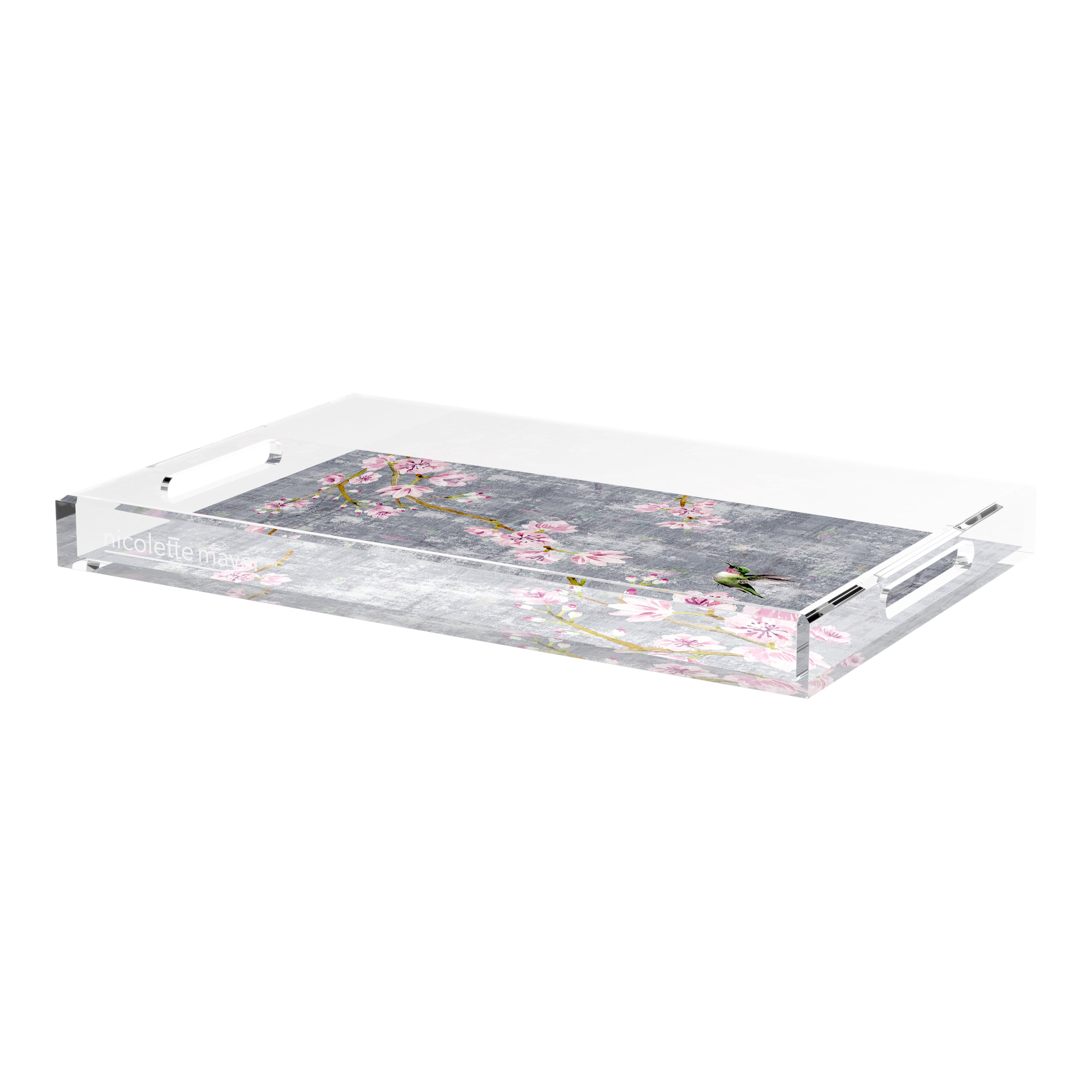 Blossom Fantasia Charcoal 22.5X14.5 Acrylic Tray - nicolettemayer.com
