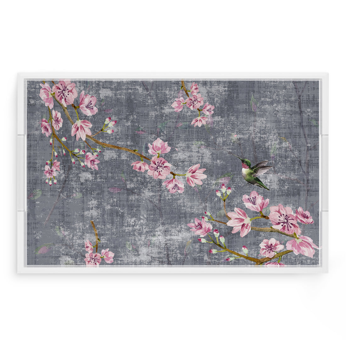 Blossom Fantasia Charcoal 22.5X14.5 Acrylic Tray - nicolettemayer.com
