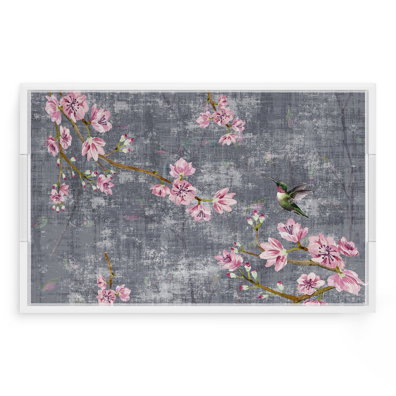 Blossom Fantasia Charcoal 22.5X14.5 Acrylic Tray - nicolettemayer.com
