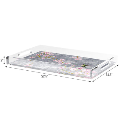 Blossom Fantasia Charcoal 22.5X14.5 Acrylic Tray - nicolettemayer.com
