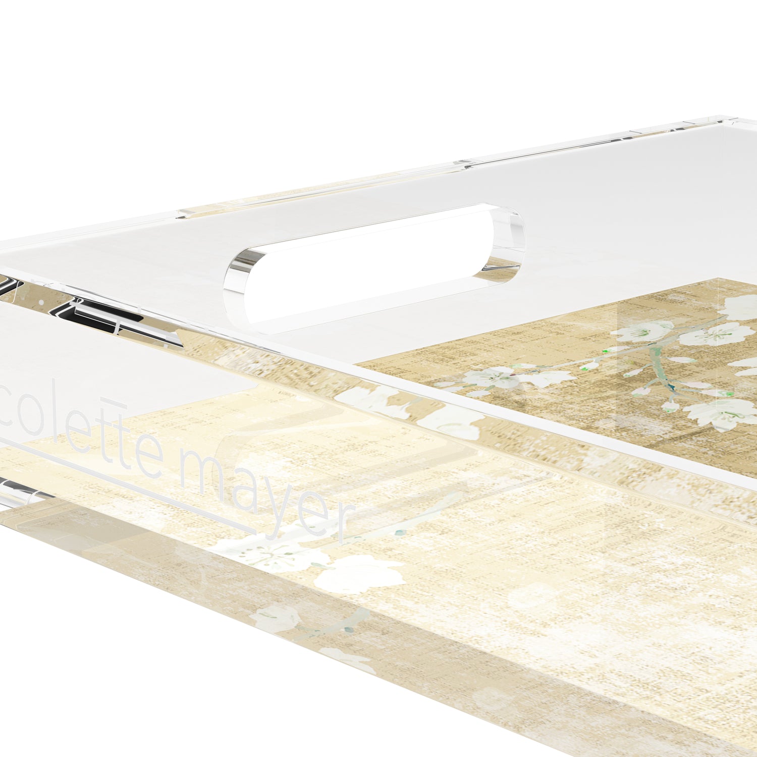 Blossom Fantasia Gold 12.5X7.75 Acrylic Tray - nicolettemayer.com
