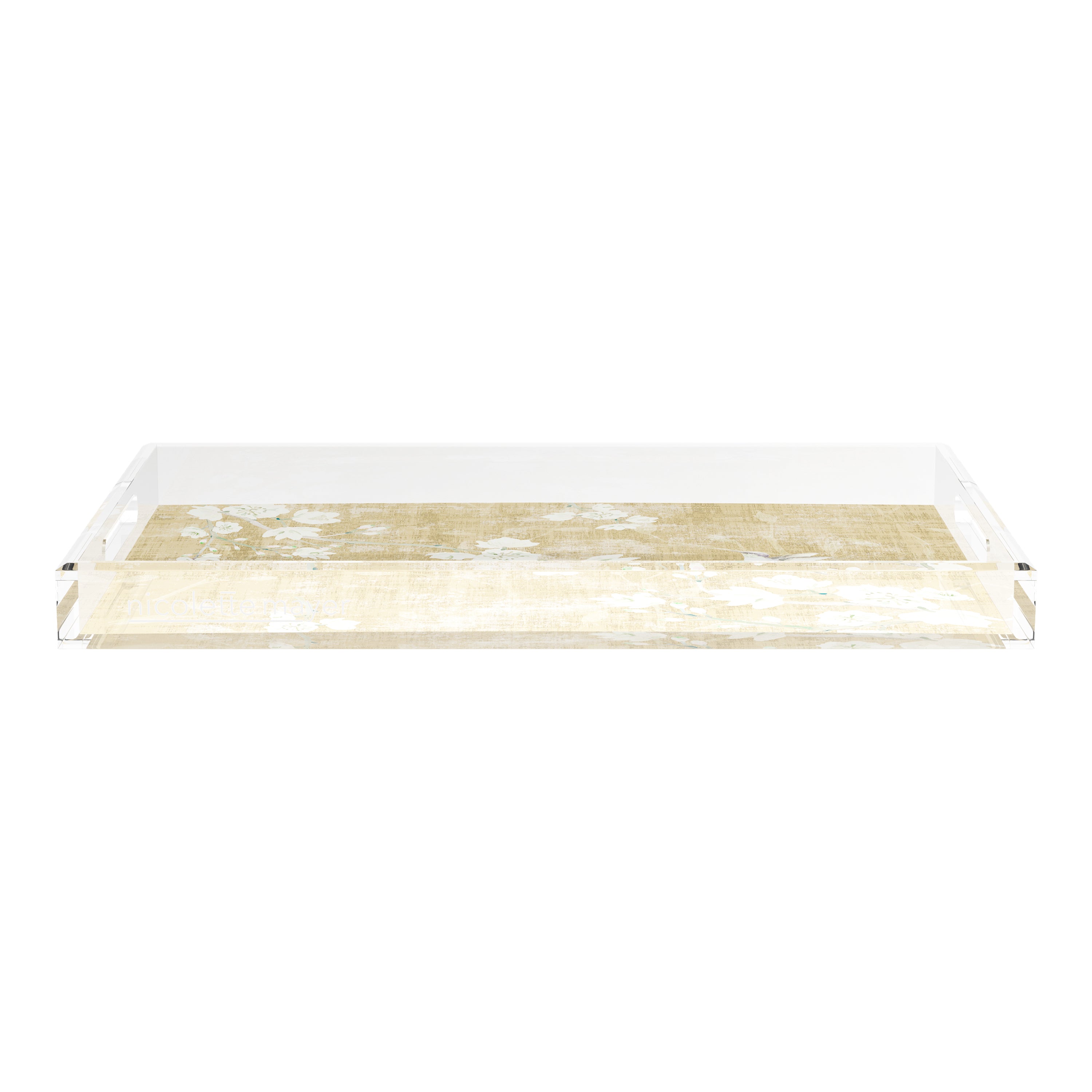 Blossom Fantasia Gold 22.5X14.5 Acrylic Tray - nicolettemayer.com
