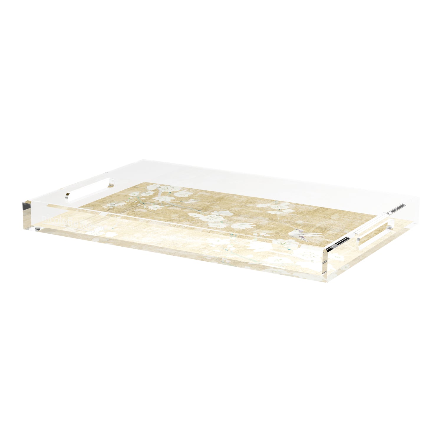 Blossom Fantasia Gold 22.5X14.5 Acrylic Tray - nicolettemayer.com
